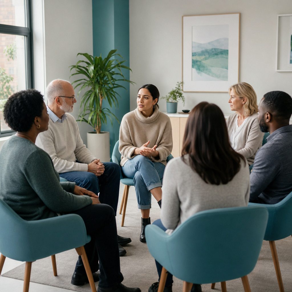 Gruppentherapie in einer Rehabilitationsklinik